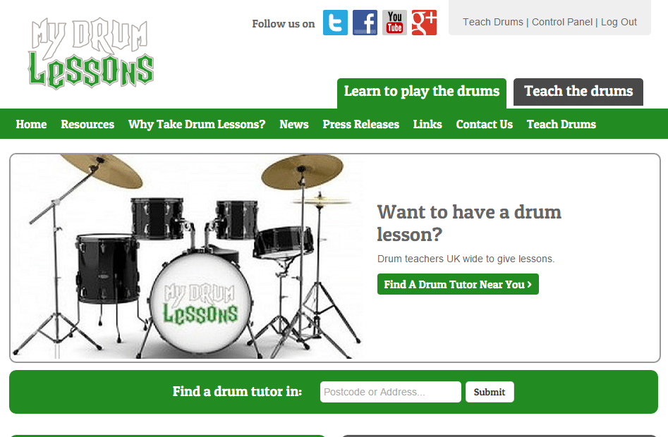 Our sister site My Drum Lessons responsive website